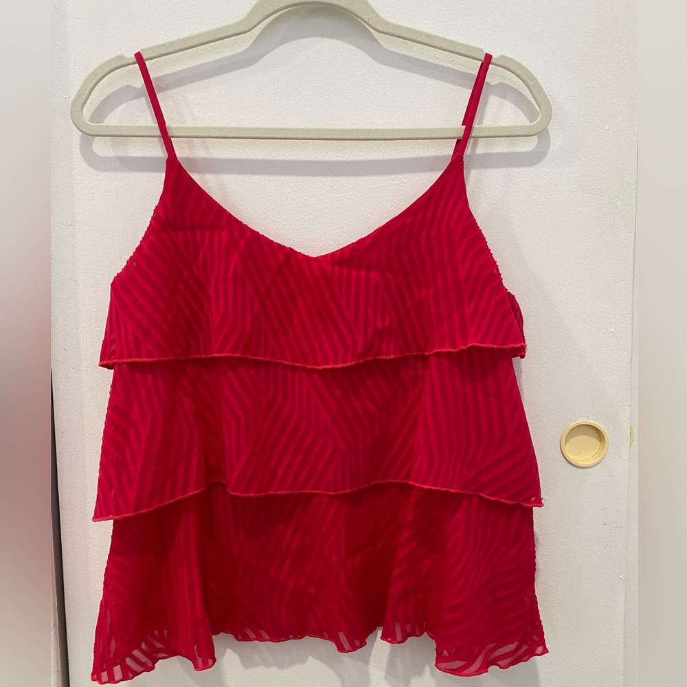 Magenta ruffled spaghetti strap top